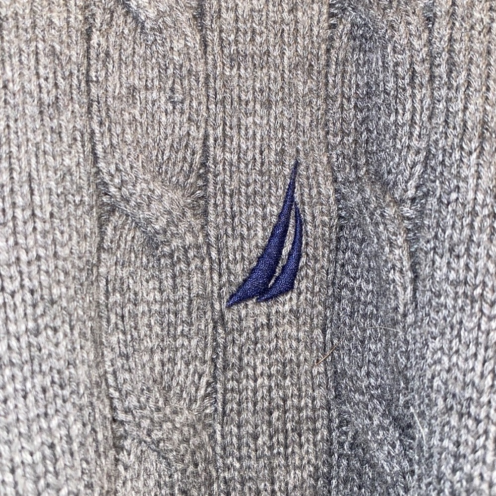 Nautica Grey Cable Knit Sweater - Picture 6 of 11